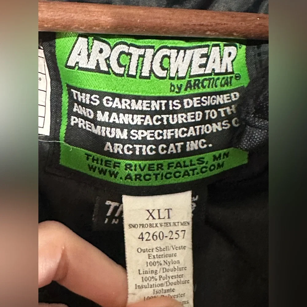 Arctic Cat Arcticwear Snowmobile Jacket XLT Men’s Black White Insulated - Picture 6 of 6
